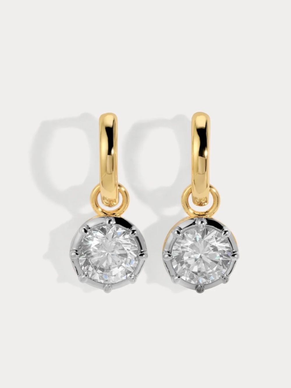Two-Tone Gold and Silver Crystal Drop Earrings from Lili claspe (style Cleo)